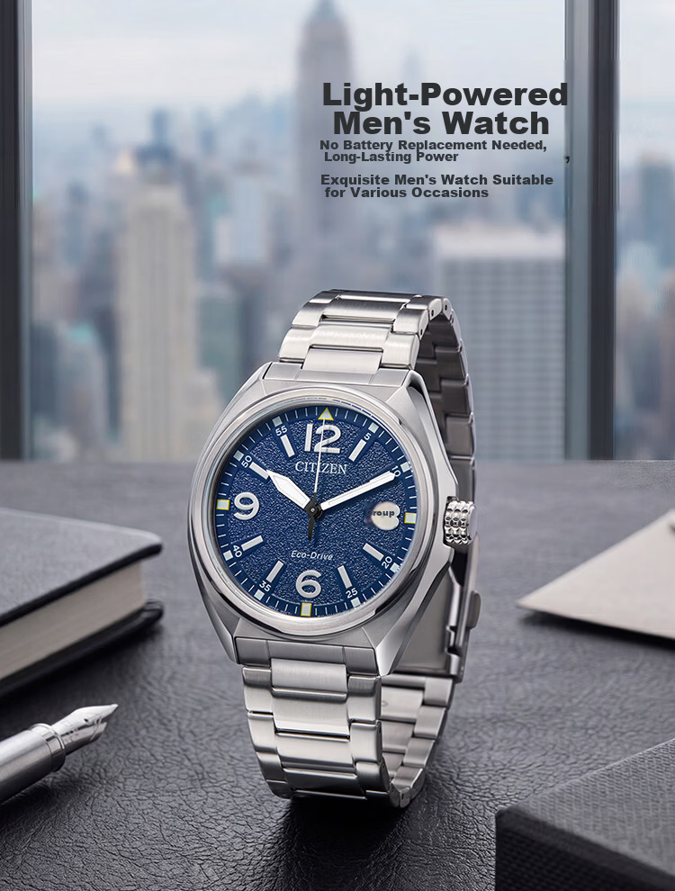 CITIZEN Watch for Men, Eco-Drive, Japanese And Korean Style, Date Display, Black Dial, Steel Band, Student Gift for Boyfriend, BM7460-88E 2