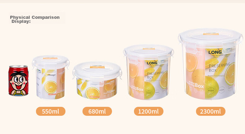 LONGSTAR Food Grade Microwave Safe Sealed Fresh-Keeping Fruit Lunch Box for Office Workers 370ml*4 13