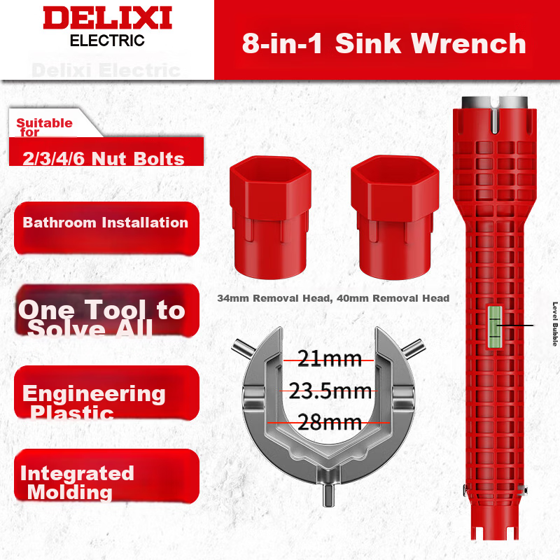 Delixi 18-in-1 Multifunctional Faucet and Pipe Wrench Tool for Sink and Bathroom Installation