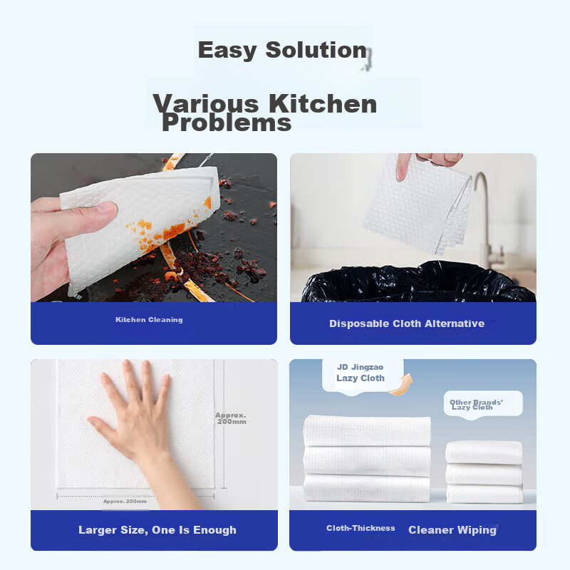 JD Jingzao Disposable Lazy Cleaning Cloth 160 Sheets * 4 Packs Hanging Kitchen Paper Towels Dishwashing Cloth 7