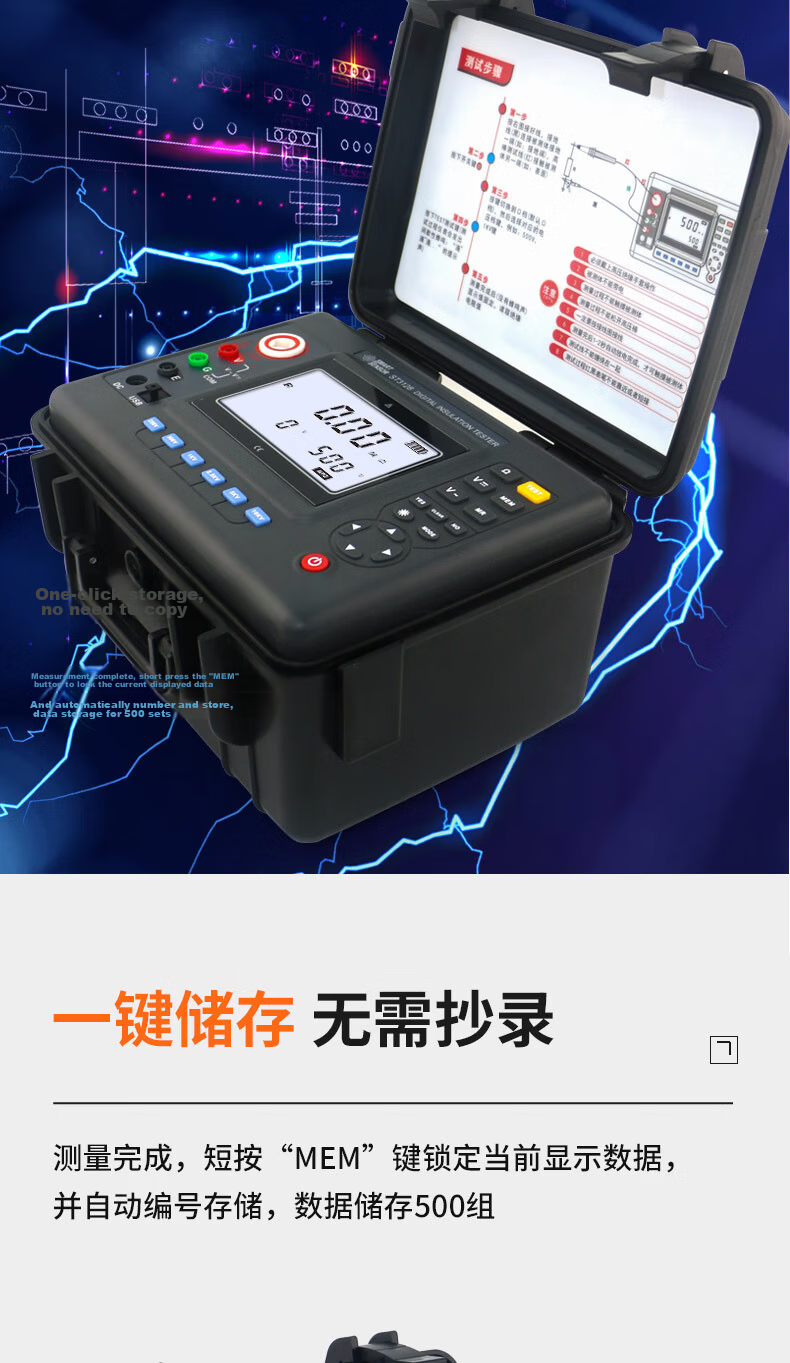 CEM Megohmmeter Insulation Resistance Tester Digital High Resistance Meter 5000V High Voltage Megger AR3125 5