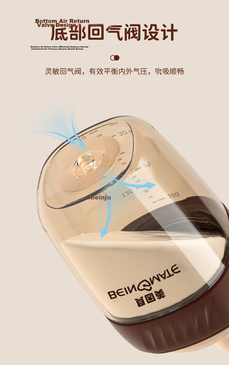 Beingmate Newborn Anti-Colic PPSU Bottle for 1-3 Months, Weaning, Baby Breast-Like Nipple, Shatterproof, 160ml 3