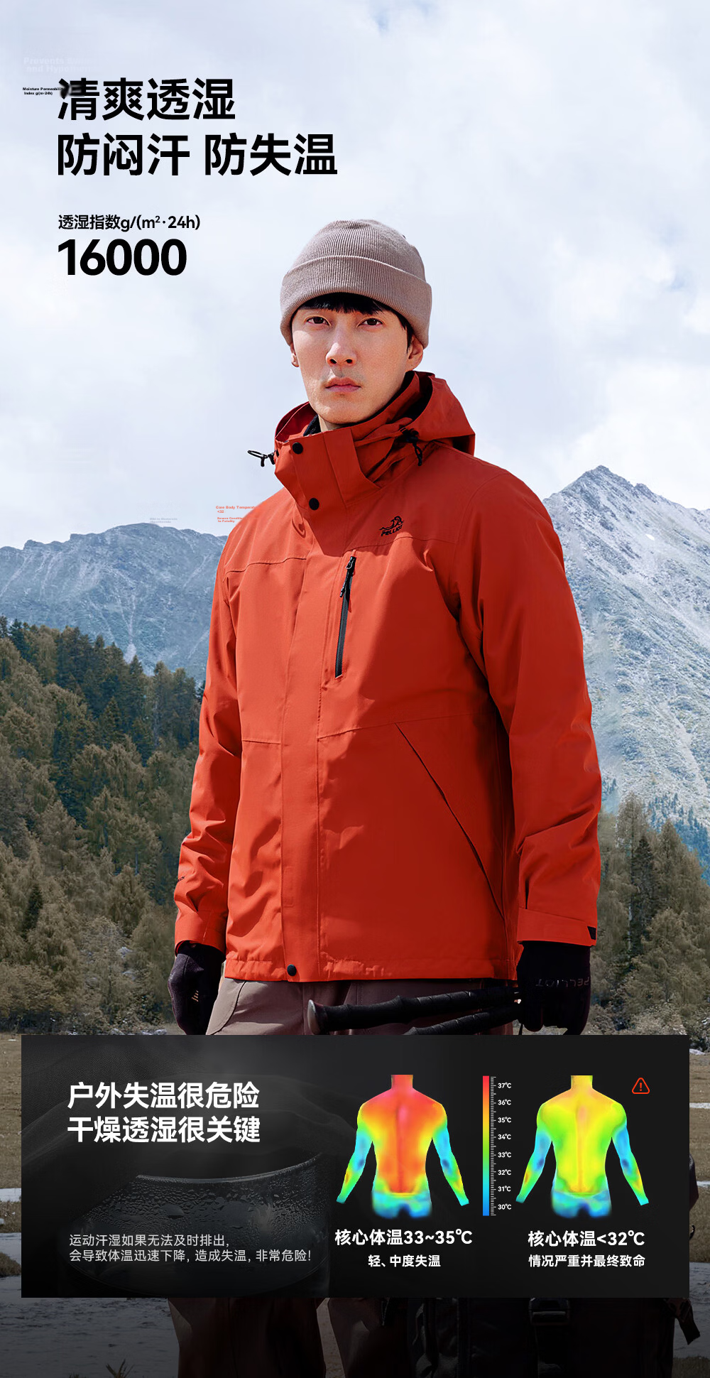 Pelliot Mountain Classic 2.0 3-in-1 Waterproof Jacket Unisex Spring Autumn Warm Coat Jacket 11340105 Blue S 7