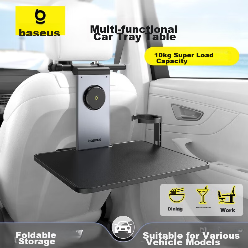 BASEUS Car Backseat Foldable Laptop Table Multifunctional Car Office Dining Tray with Phone Holder