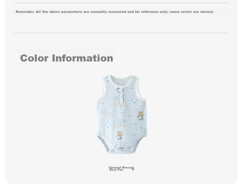 Happy Little Bear Summer Thin Molded Romper Baby Antibacterial Mite-Resistant Triangle Bodysuit Infant Class A Sleeveless Jumpsuit 29