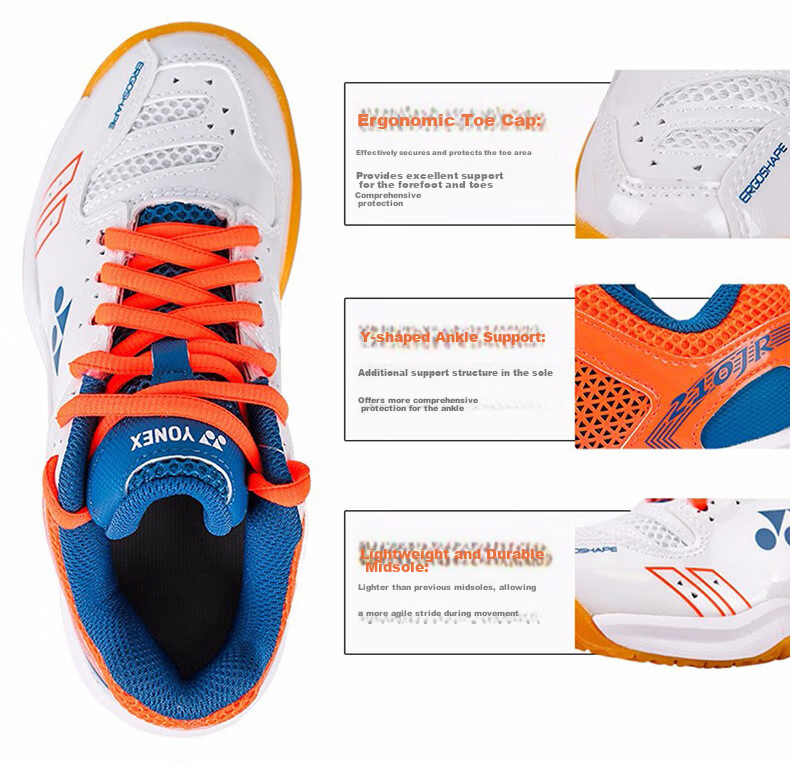 YONEX Badminton Shoes for Children And Teenagers, Breathable Sports Shoes SHB220JRCR, Off-White, Size 34 21