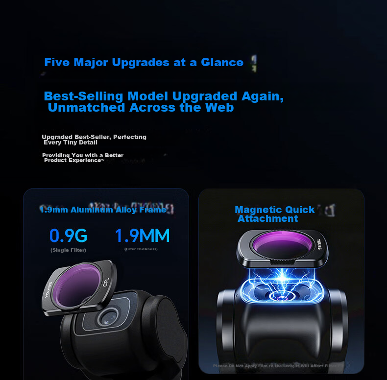 Yangfeisi [Best Seller 80K+] Ultra Clear Ultra Thin Filter Set for DJI Pocket 4/3 DJI Accessories Sports Camera Black Soft/UV/CPL Polarizer ND Neutral Density Magnetic Filters 11