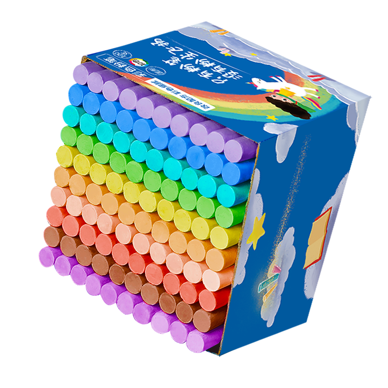 DSB Dust-Free Chalk, Colored, 100-Pack, for Blackboard Use, Child Safety, Smooth Writing