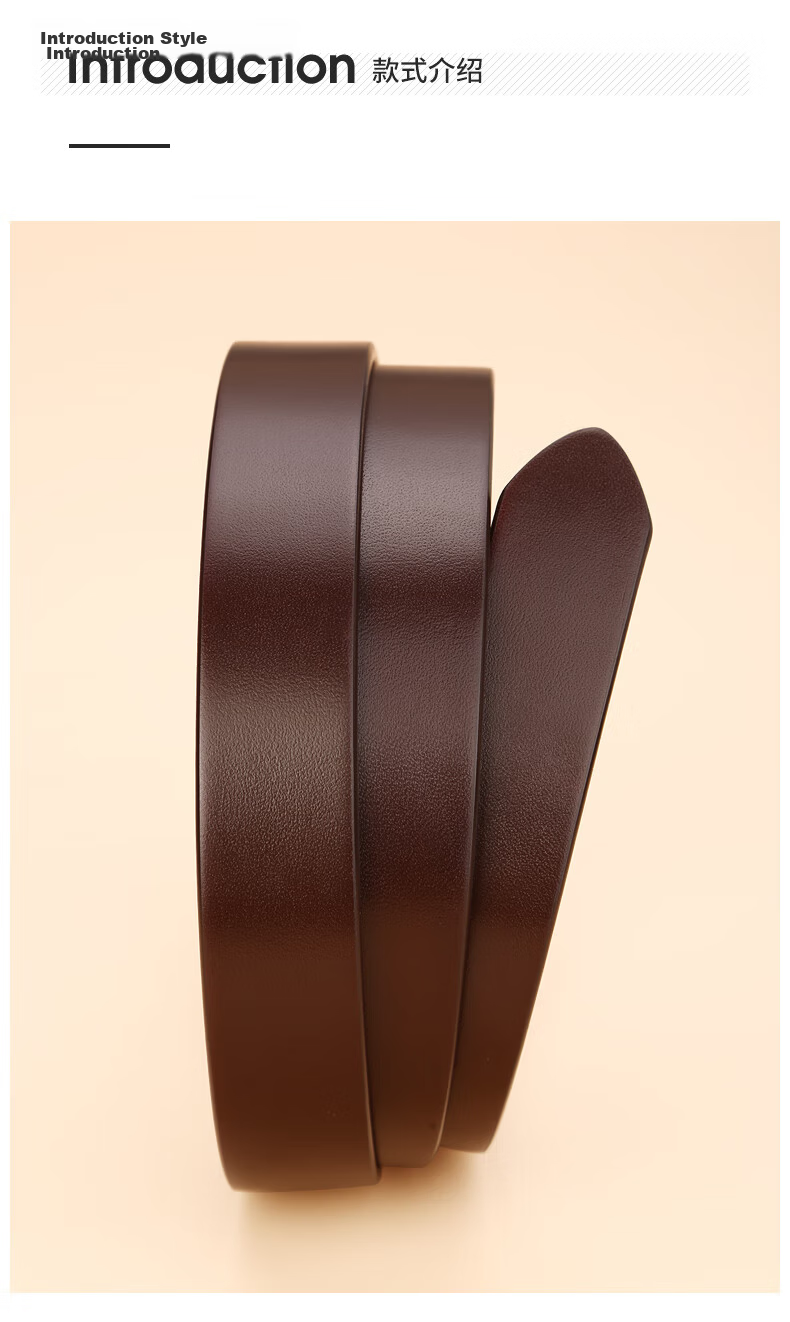 Cattlesboss Women's Belt, Top-Grain Leather, Round Buckle Decoration, Slim Waistband, Simple And Fashionable, Versatile, 5316, Black, 100cm 4