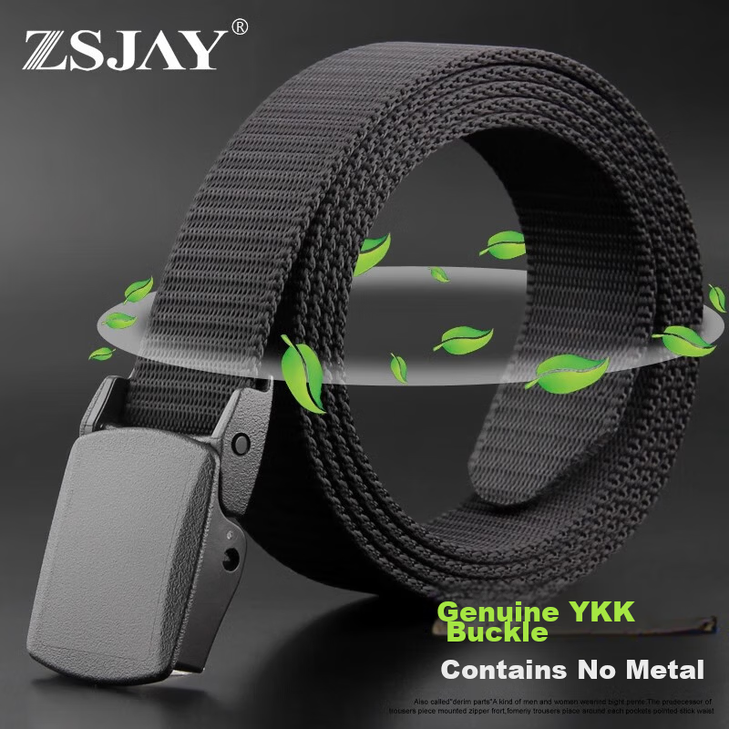 Tactical Bird Non-Metal Allergy-Free Belt for Men with Non-Magnetic Plastic Buckle, Metal-Free Security Check Canvas Waist Belt for Women