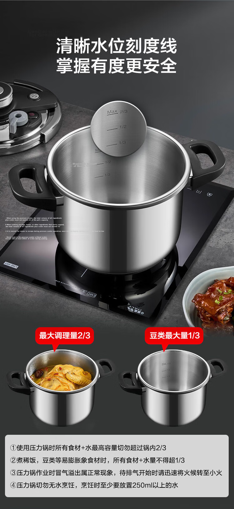 JD Jingzao Lucky Enamel Pressure Cooker 6.5L Gas and Induction Cooker Compatible Explosion-Proof Double Handle 22cm 20