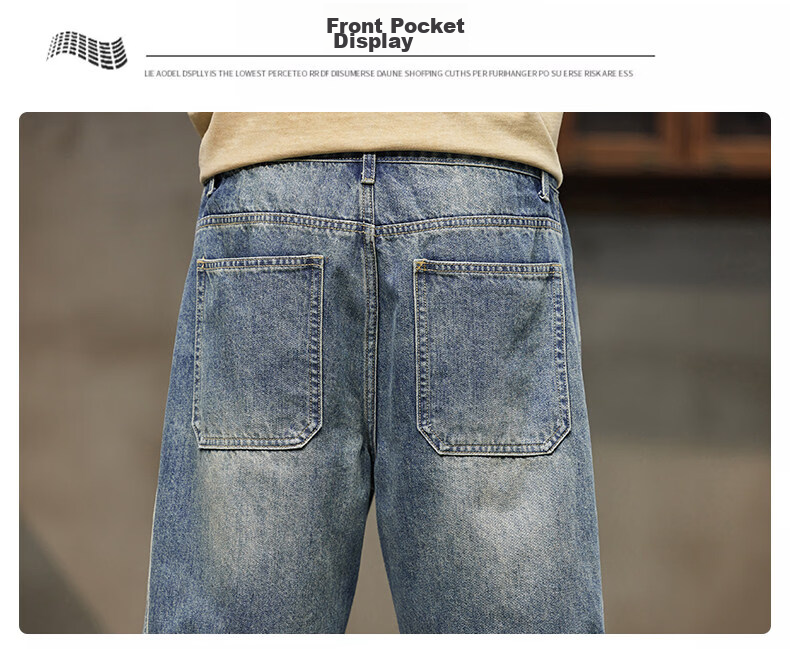 ROMON Summer 2026 New Retro American Style Men's Loose Straight-Leg Denim Shorts Blue 31 17