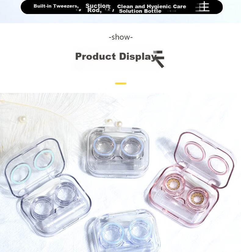 JAJALIN Contact Lens Case, Simple Double Companion Box, Cleaning And Care Case, Portable with Tweezers, Rounded Corners, Frosted Purple 8