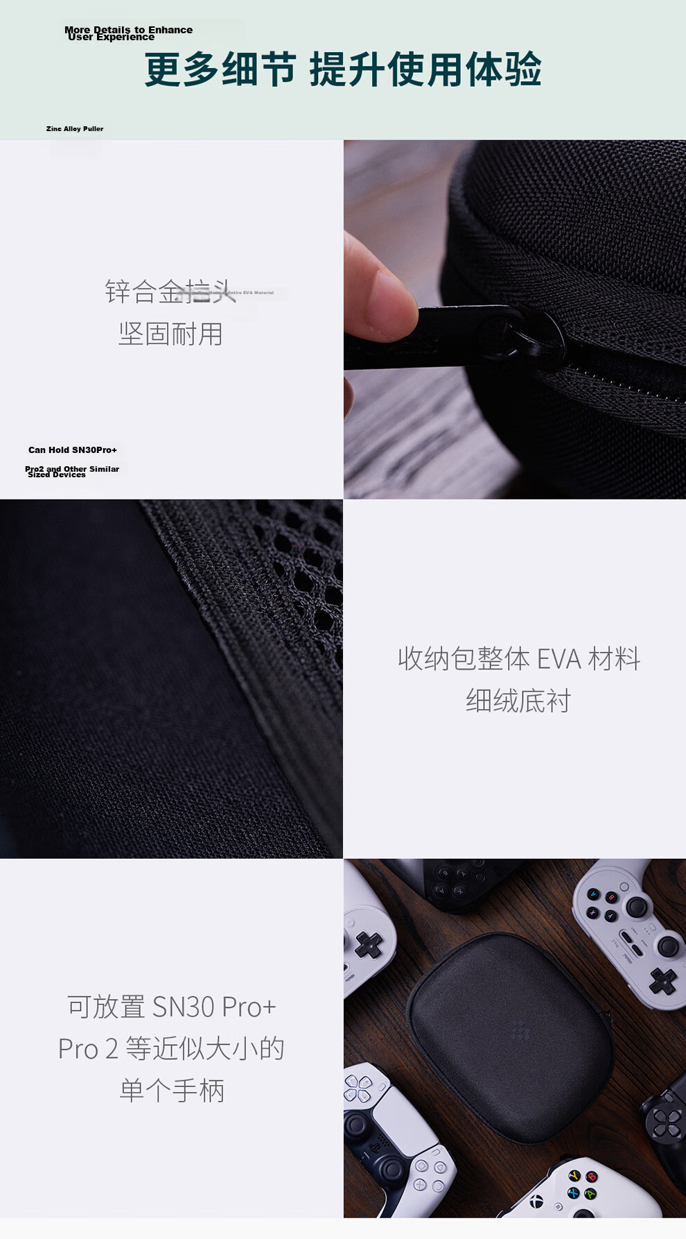 8BitDo SN30 Pro+/Pro 2/Xbox/PS4/PS5/Switch/NS/Pro Universal Controller Carrying Case for Microsoft Sony Nintendo 5