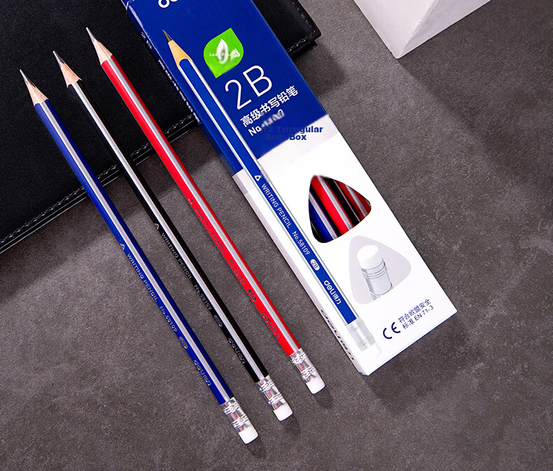 Deli 50 Pcs 2B Classic Red And Black Striped Hexagonal Pencils with Eraser Tips for Students' Exams, Sketching, Drawing, And School Supplies 33594 6