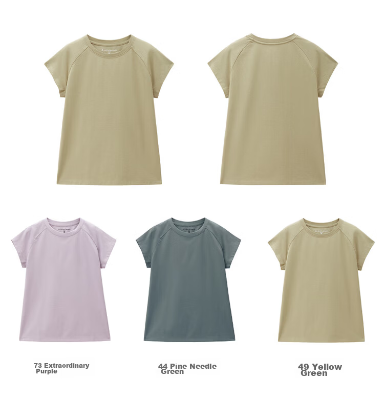 Giordano Women's Short Sleeve T-Shirt 2026 Summer New Black Technology Cooling Antibacterial Crew Neck Raglan Top 13326247 21