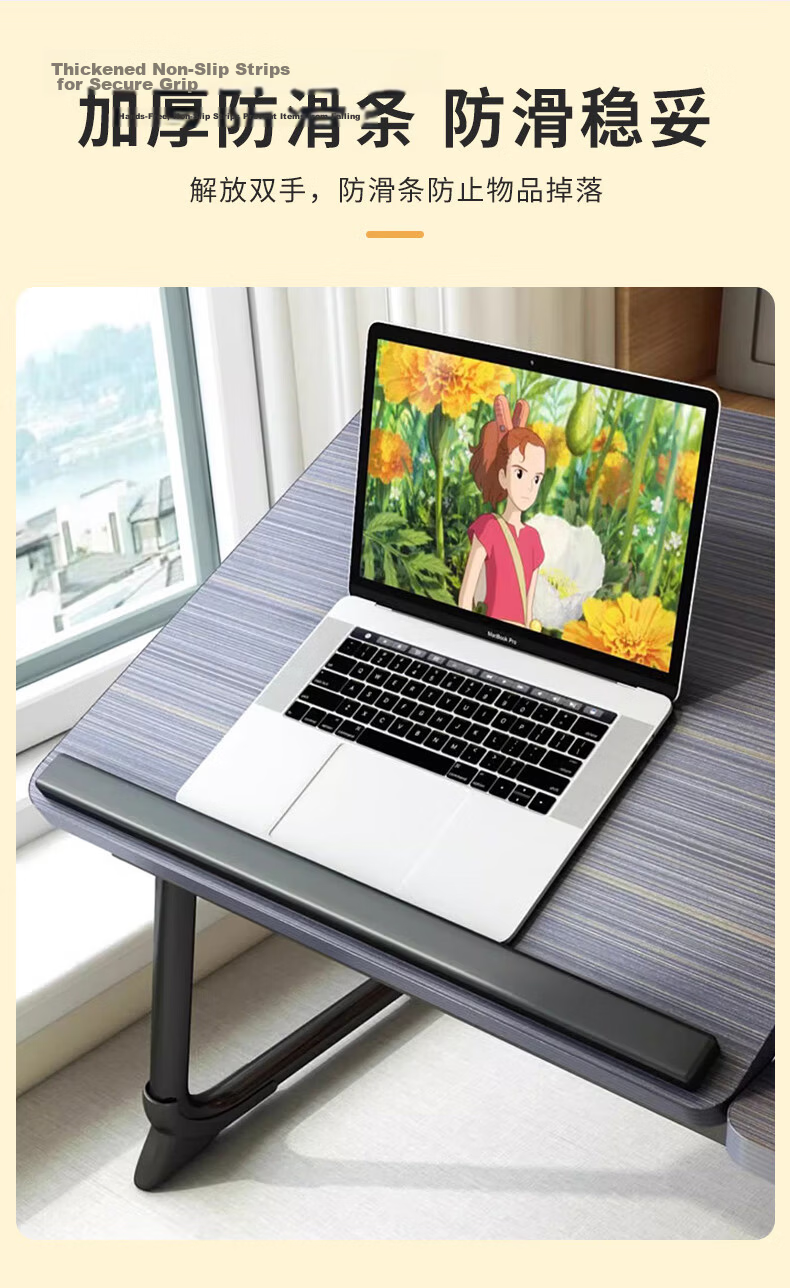 Mryc Adjustable Computer Desk Stand, Laptop Riser Workstation, Monitor Heightening Platform, Standing Desk, Foldable, Pneumatic Stepless Lifting, Black, Double-Layer, 80cm 9