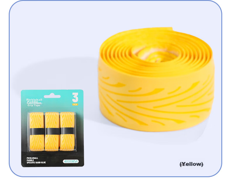 40,000 KM Pickleball Paddle Grip Tape Flat Shock Absorption Non-Slip Sweat-Absorbing Handle Wrap 3-Pack Yellow 7