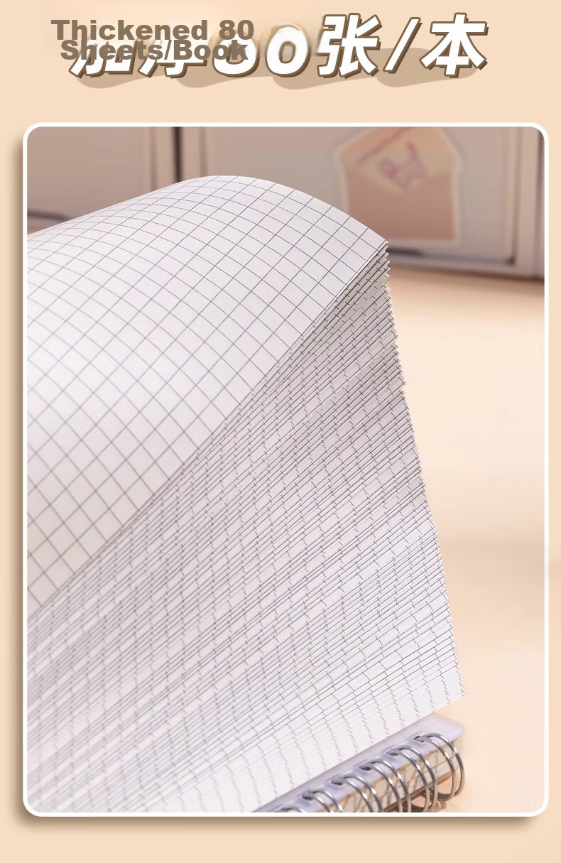 TRUECOLOR B5 Grid Spiral Notebook Thickened Office Memo Book Horizontal Line Practice Small Square Notebook Popular Product [A5 Grid] 1 Pack/80 Sheets 5