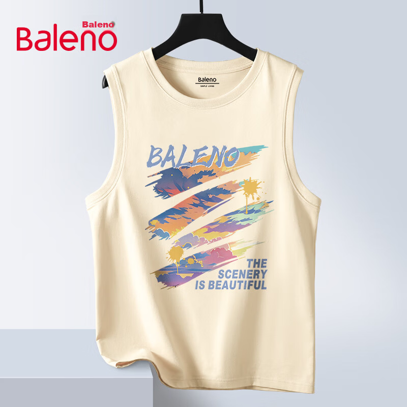 Baleno Men's Tank Top, Summer American Trendy Brand, Loose-Fitting Breathable Versatile Sleeveless Top, Youth Basketball Pure Cotton Vest 13