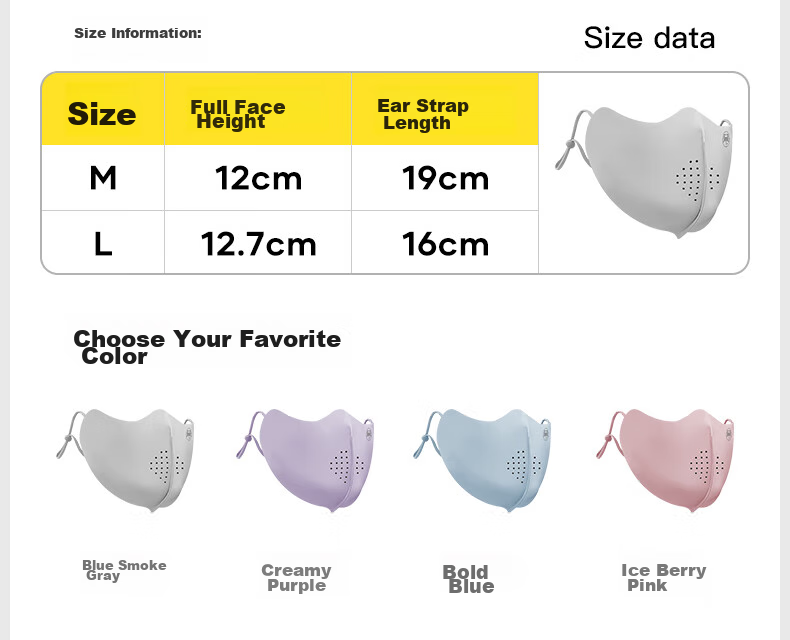 Moremerry Children's Sun Protection Face Mask for Boys And Girls, UV-Resistant Summer Sunshade Ice Silk Cool Breathable Face Mask, Mica Gray, L 19
