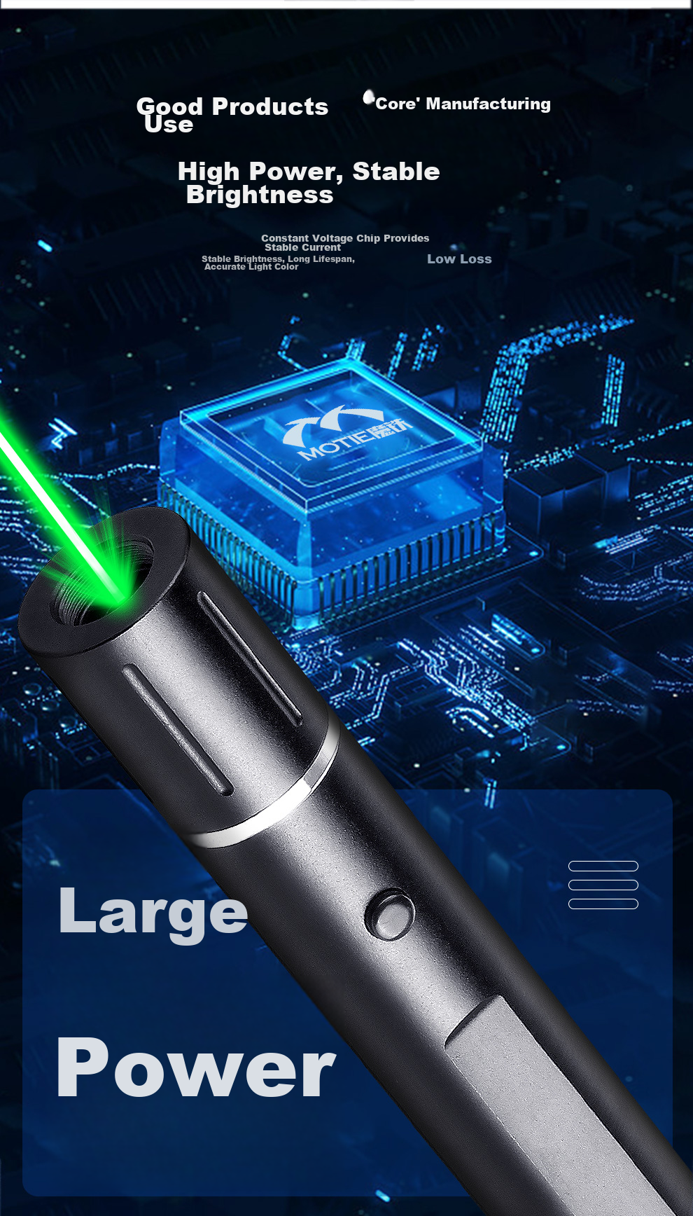 MOTIE M306 Laser Pointer, Green Light Outdoor Laser Positioner, Astronomical Star Pointer, High-Power Long-Range Flashlight, for Construction Sites And LED Screens, Specialized Infrared Rechargeable 6