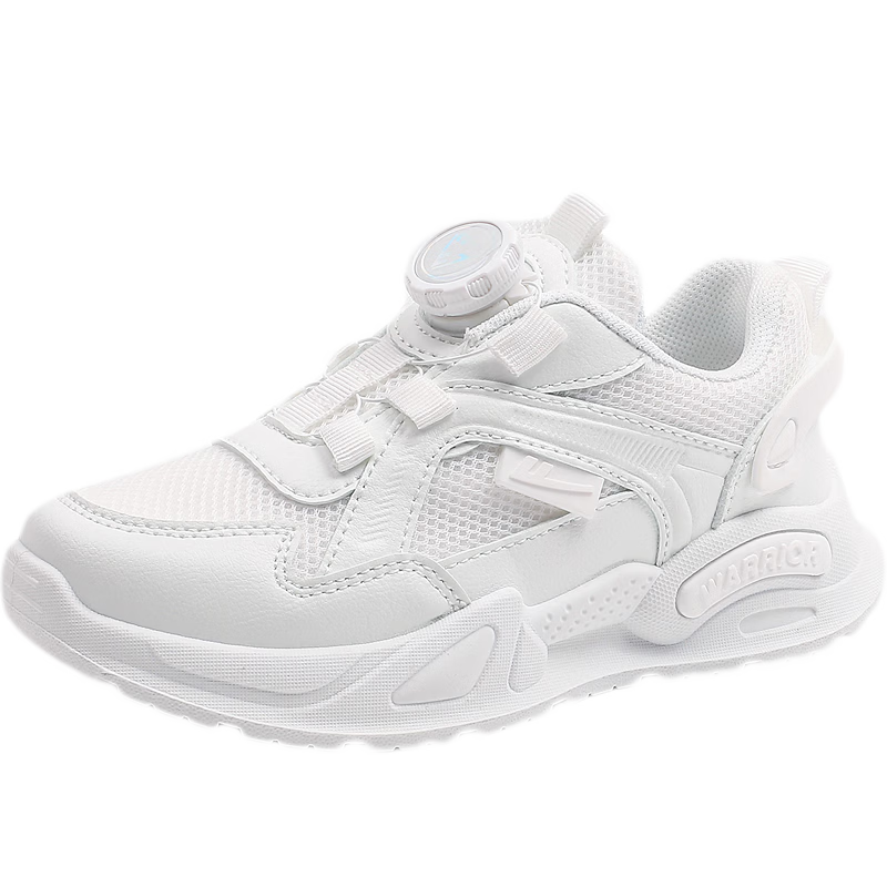 Warrior Kids Boys Sports Shoes White Girls Casual Shoes with Knob Buckle WZ(CL)-0672 White Size 32