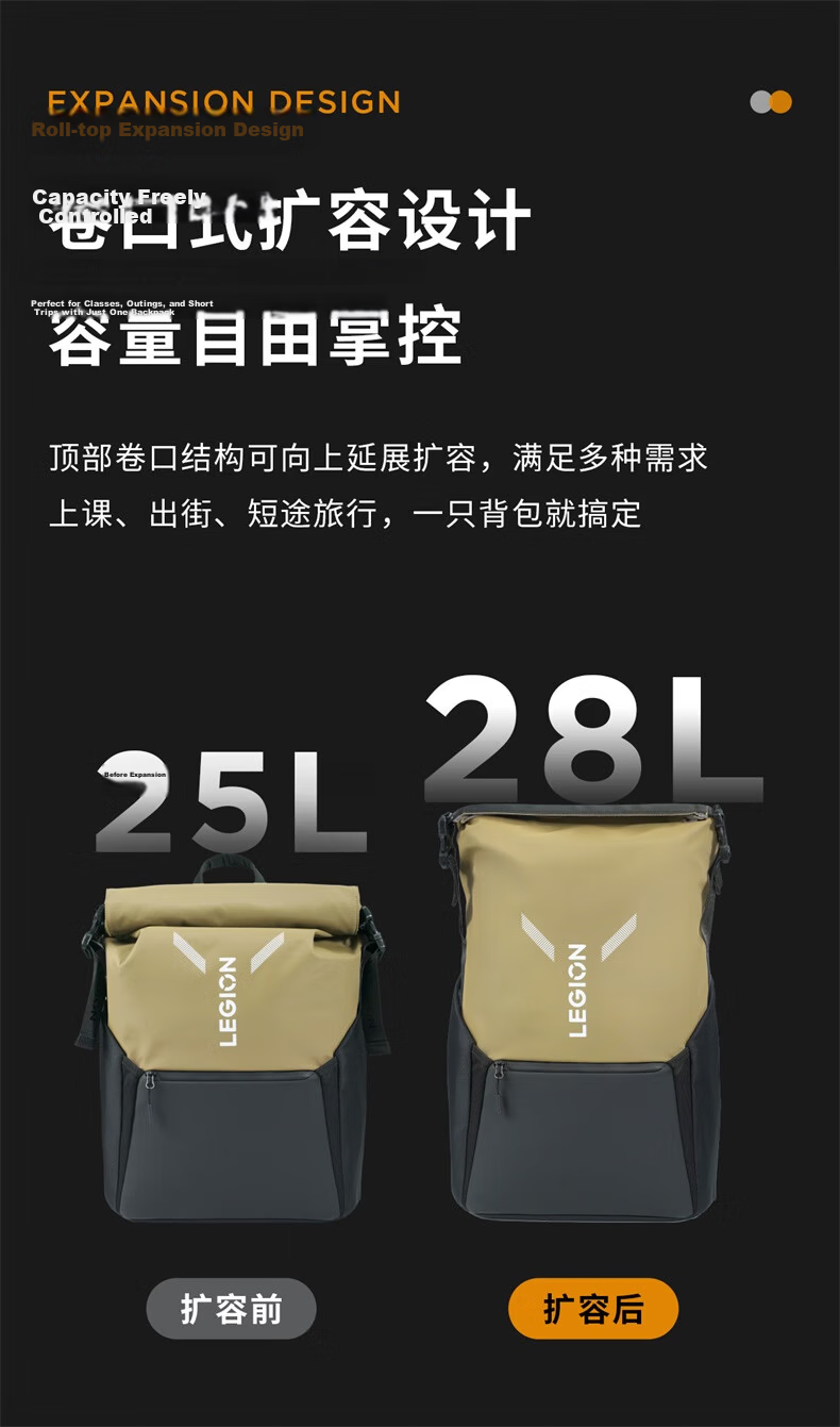 Lenovo YOGA Backpack, Fits 16-Inch Laptop, Dual Compartment Design, 21L Large Capacity, Approximately 720g Ultra-Light Body, Durable Nylon Knit Material 3