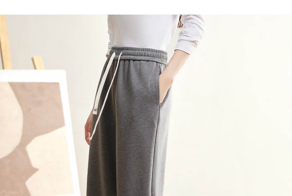Halo Queen Women's Casual Pants with Drawstring Elastic Waist, Straight-Leg Trousers, Slimming, Figure-Flattering, Versatile Comfortable Pants, New Product H143R1013 12