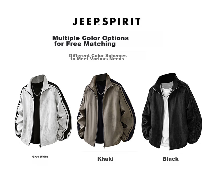 JEEP SPIRIT Men's Jacket Casual High-End Sporty Stand Collar Spring Autumn Outerwear 7