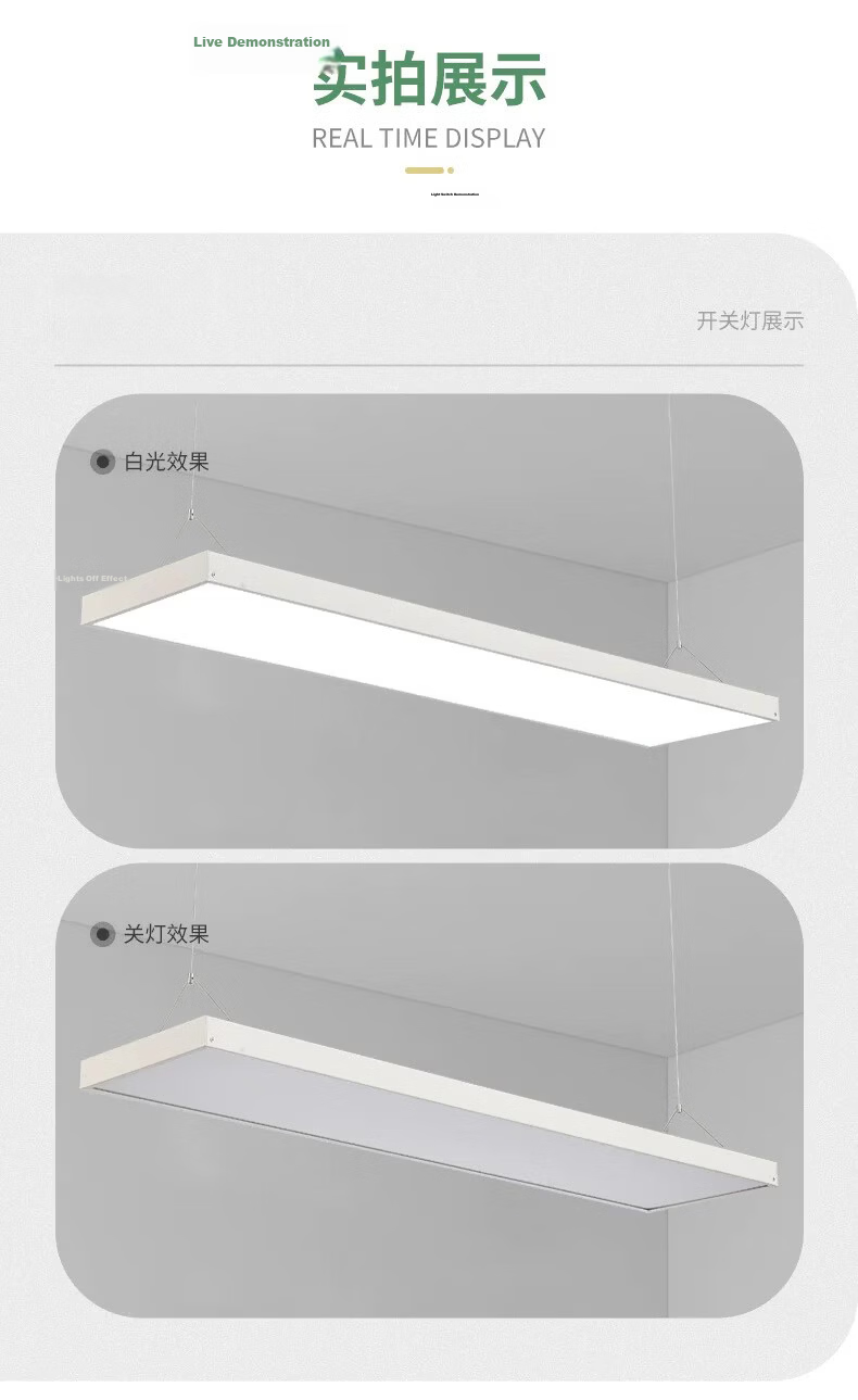 Yuanfang LED Office Ceiling Pendant Light Linear Suspension Lamp for Supermarket Mall Classroom Office Commercial Gym Lighting 120*20cm 5