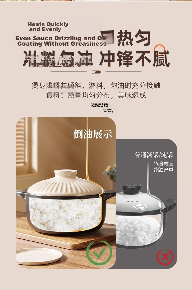 Jingyan High-Temperature Resistant Ceramic Gas Stove Casserole Pot 3L 9