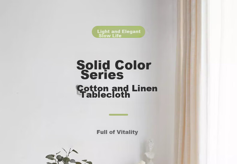 40,000 KM Cotton Linen Tablecloth Waterproof Oil-Resistant Solid Color Rectangular Tassel Dining Tablecloth Coffee Table Cover 90*140cm 1