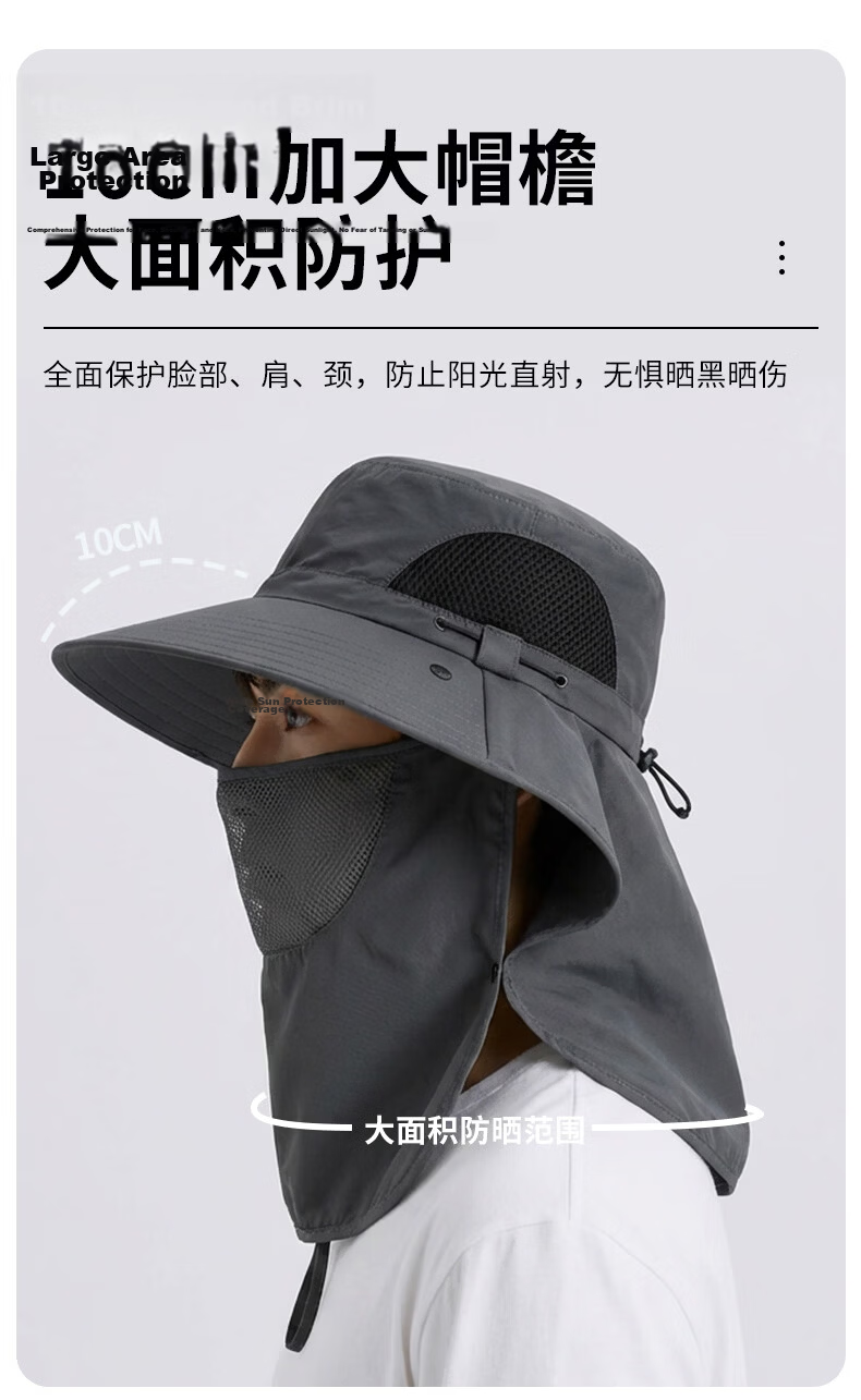 CARTELO Men's Sun Protection Hat UV Protection Outdoor Fishing Bucket Hat Summer Face Cover Sun Hat 4