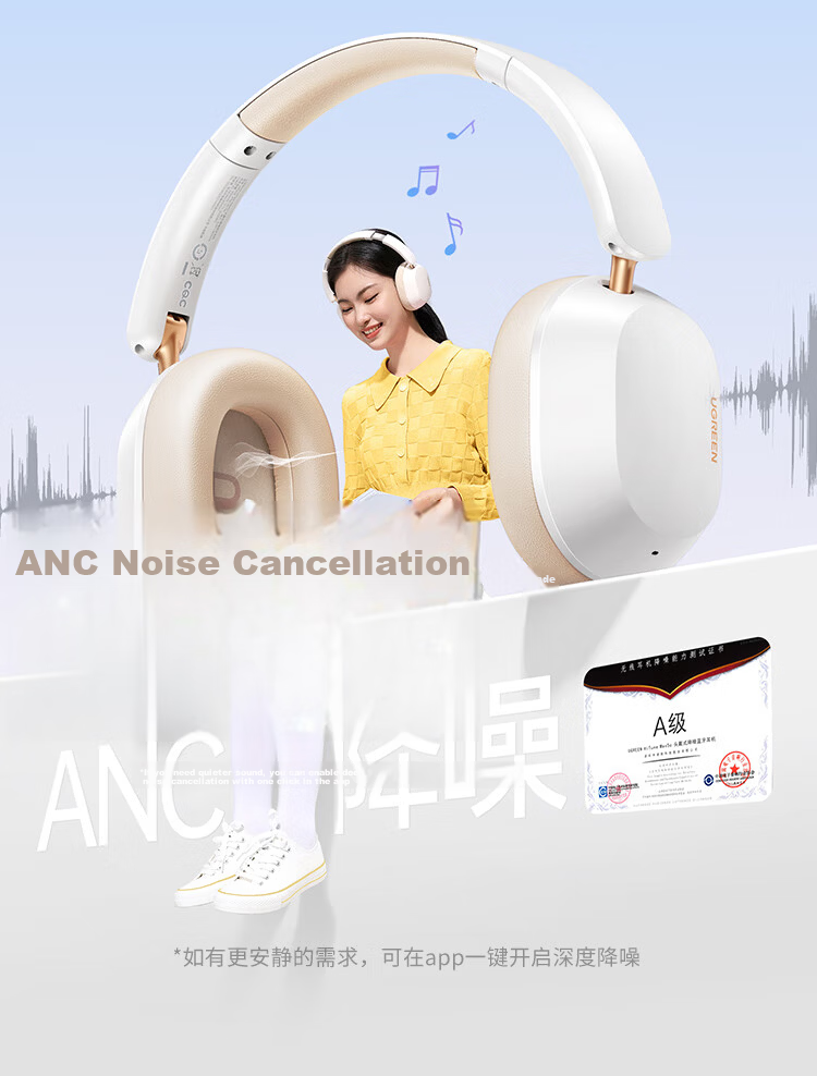 UGREEN Max2 Wireless Bluetooth Headphones with AI Call Noise Reduction, 80-Hour Battery Life, Sports Gaming Headset Compatible with Apple, Huawei, Xiaomi, Gift Idea 12