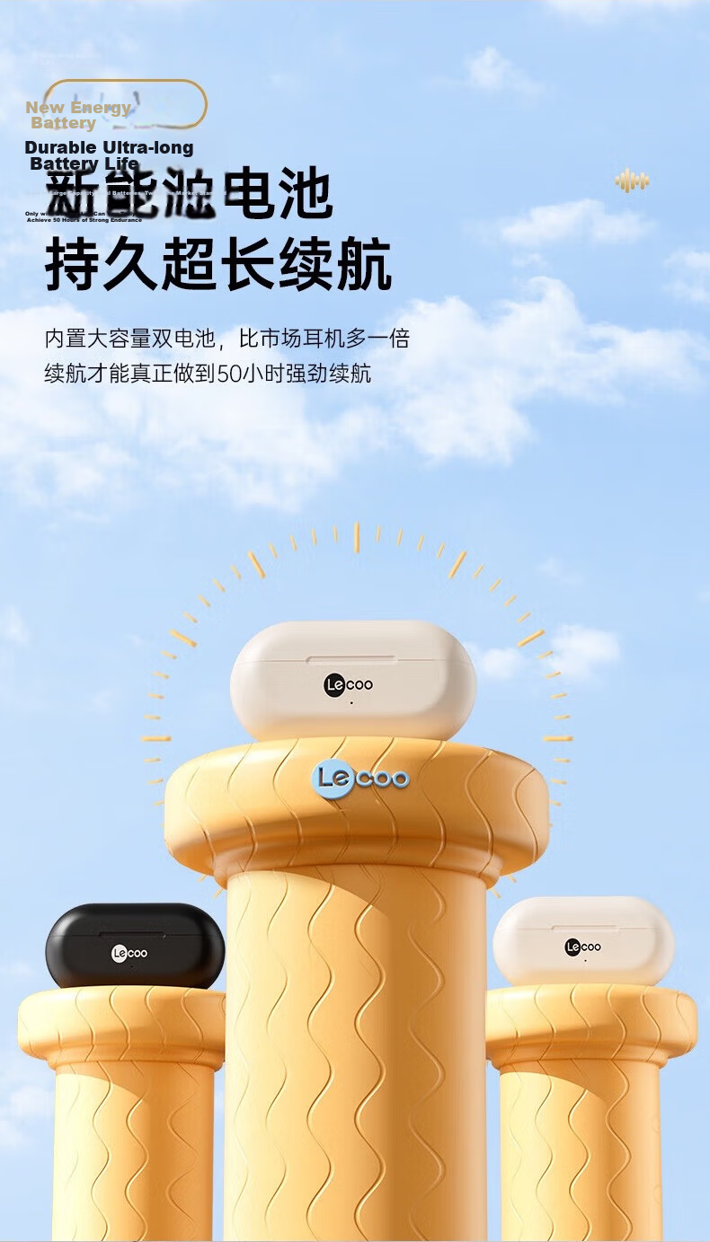 Lenovo Lai Ku EW307 Open True Wireless Bluetooth Earphones, Clip-On Non-In Music Sports Bone Conduction Concept Earphones, Compatible with Apple Huawei Xiaomi Phones, Black 2