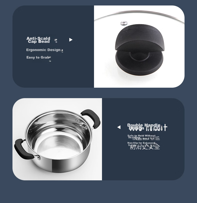 COOKER KING Stainless Steel Thick Soup Pot 316 Non-Coated Small Milk Pot for Noodles, Stewing And Soup Making, 20cm 16