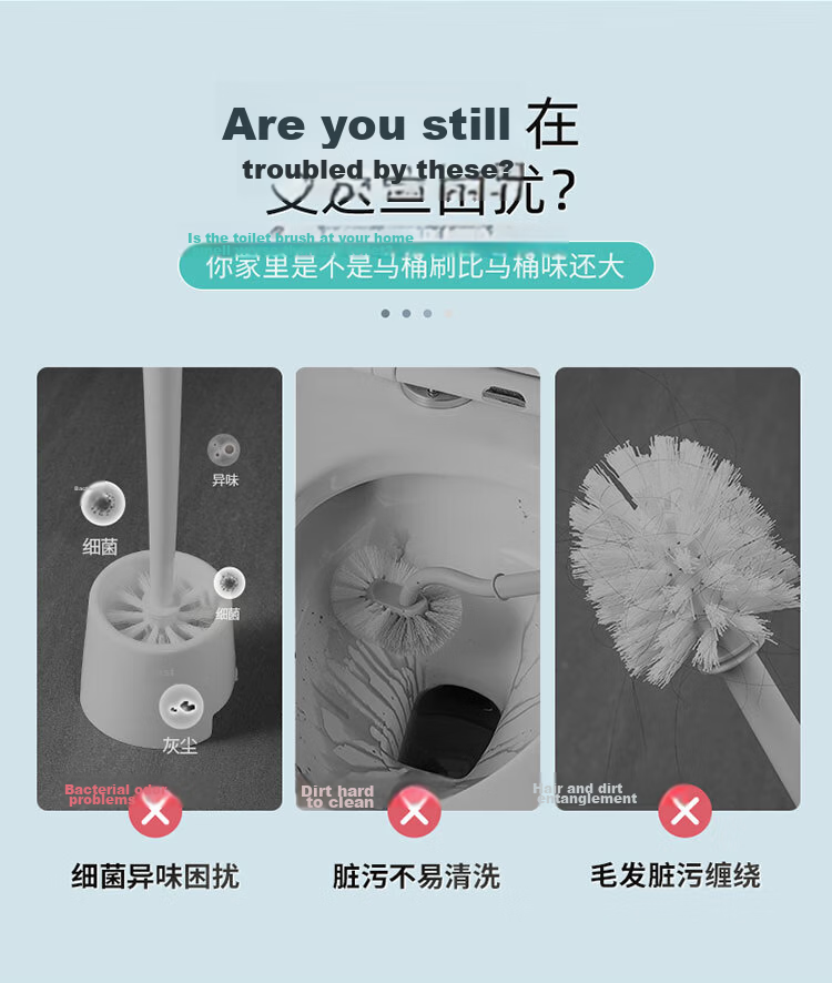 Ecoco Toilet Brush with Base Wall-Mounted Silicone Cleaning Brush for Home Bathroom Zero Dead Angle 3