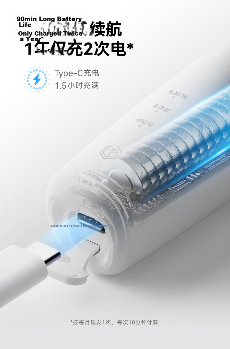 JD Jingzao Little Whale Baby Hair Clipper Automatic Hair Suction Electric Infant Hair Trimmer Newborn Haircut Electric Hair Clipper Birthday Gift 8