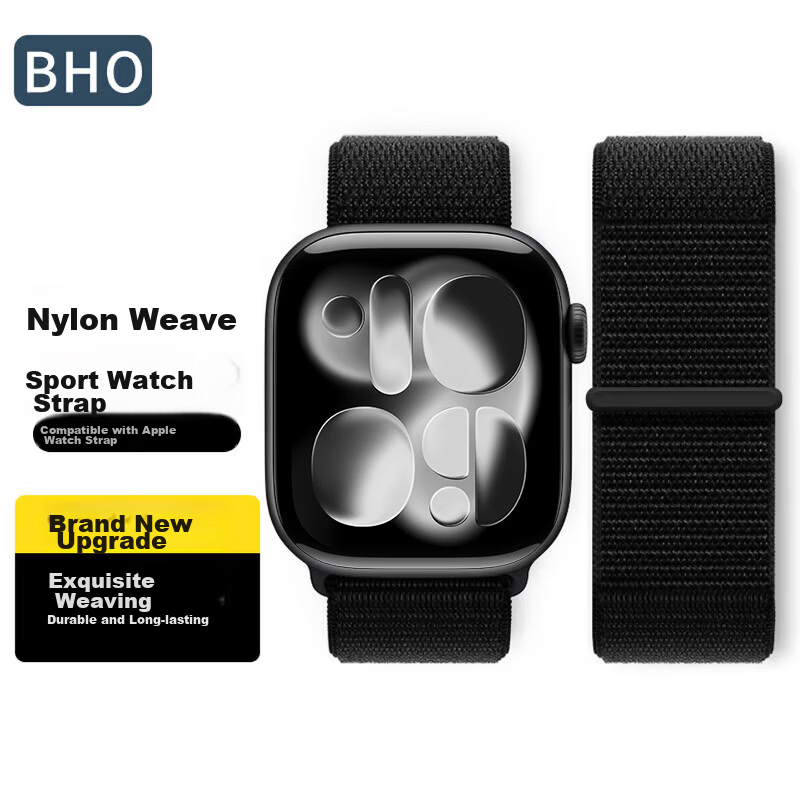 BHO Nylon Loop Band for Apple Watch S11/S10, Compatible with iWatch S9/8/7/6/Ultra/SE3/2/1 Sports Strap
