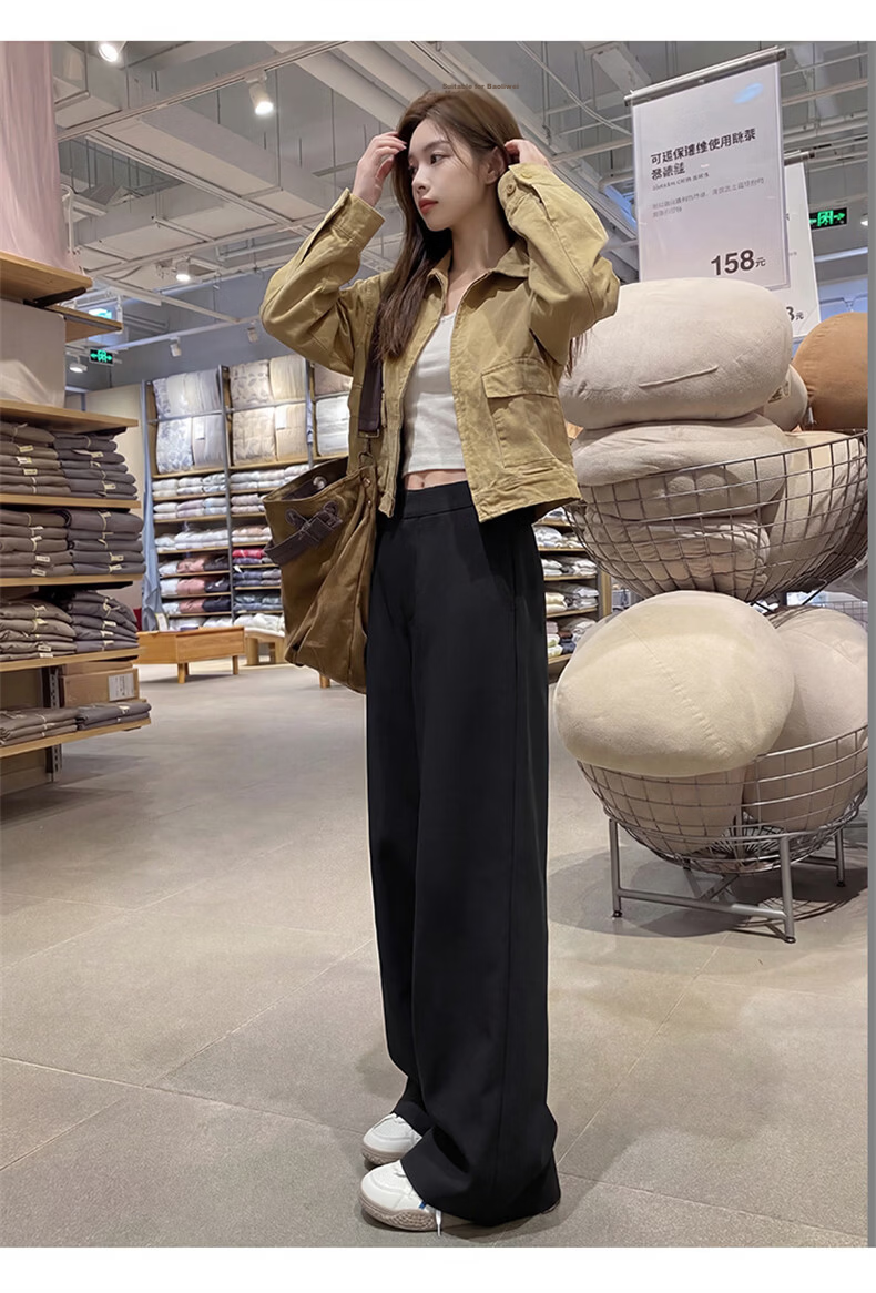 Langsha Women's Suit Pants 2026 Spring Autumn New High-End Commuter Casual High-Waist Straight Slimming Vintage Wide-Leg Pants 16
