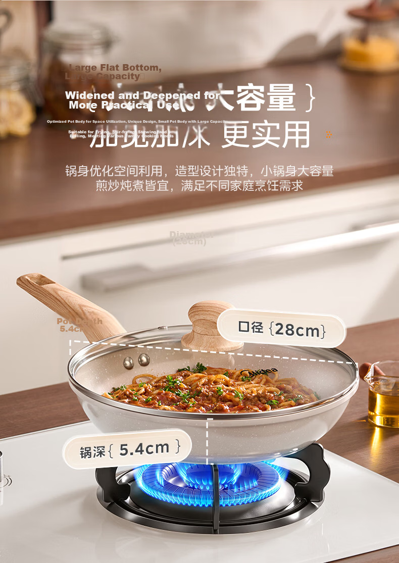 Midea Titanium Non-Stick Frying Pan 24cm for 1-3 People, Compatible with Induction and Gas Stoves, Ideal for Eggs, Steak, and Pancakes 12