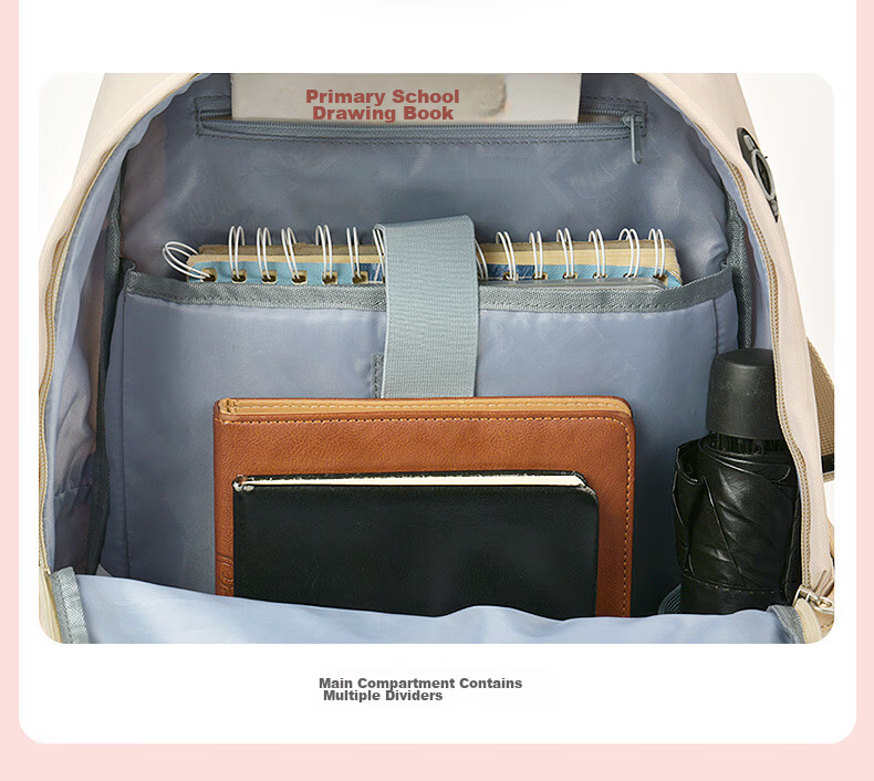 University of Cambridge Multilayer Lightweight School Backpack for Girls, High School Students, CA454 Khaki 5