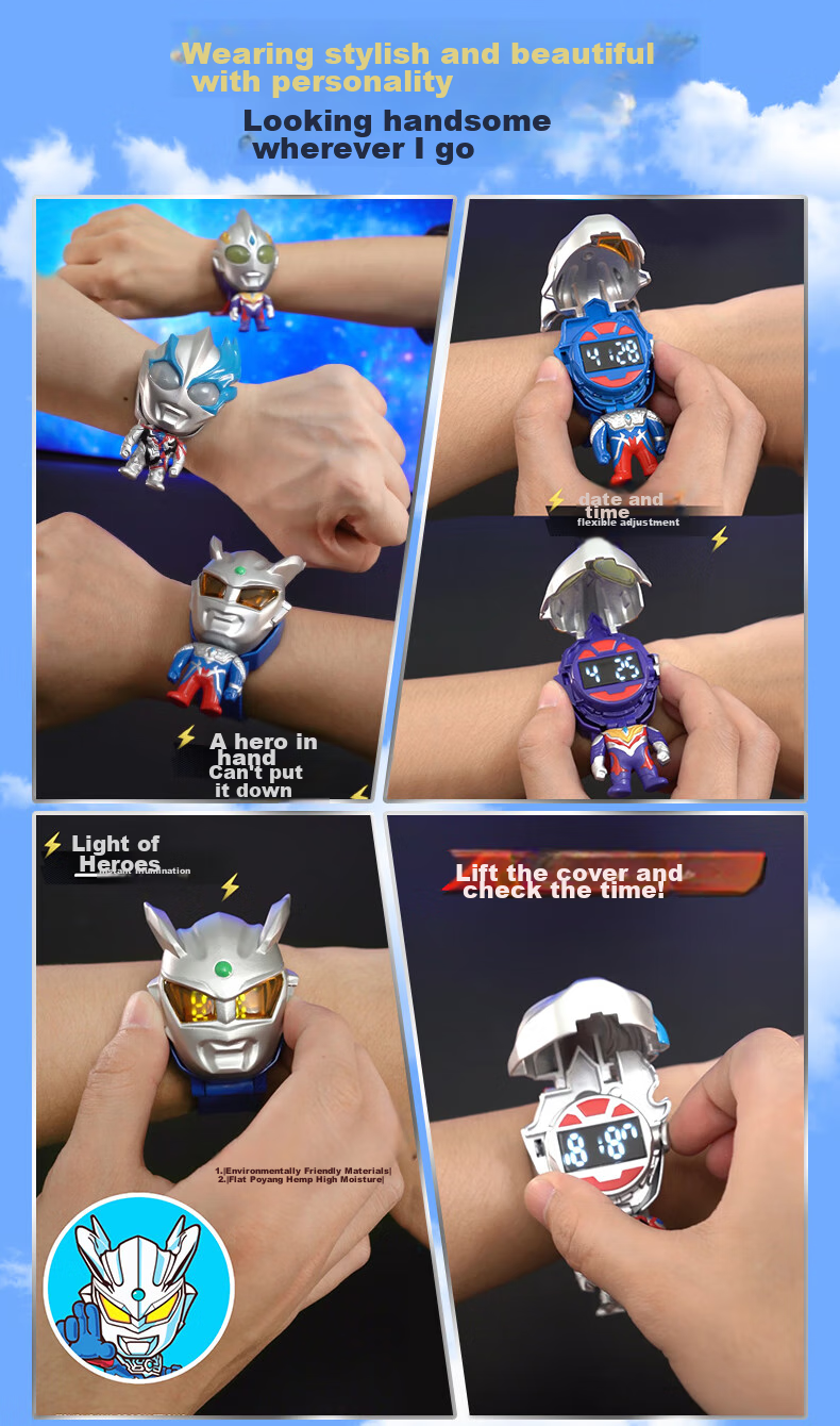 LDCX Ultraman Tiga Light-Up Q Transformation Watch, Children's Electronic Watch for Elementary School Students, Boys' Transforming Toy, Birthday Gift 3