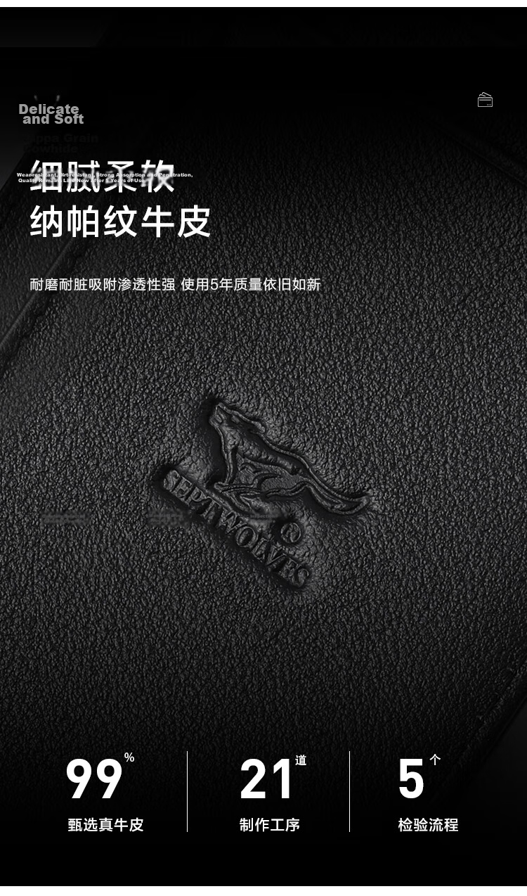 SEPTWOLVES Wallet Card Holder Business Card Case Driver's License Cover Bank Card Holder ID Card Organizer Protective Sleeve 4