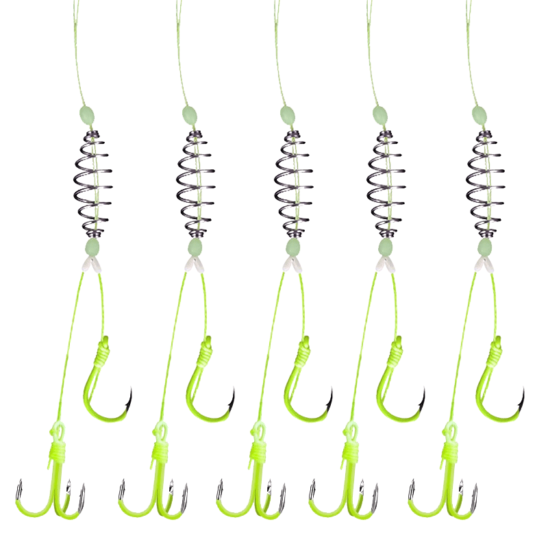 Grsaed Silver Carp Fishing Set No.10 Silver Carp Leader Line Hook Anchor Hook Float Fishing Silver Carp Spring Hook Pre-tied Fish Hook Kit