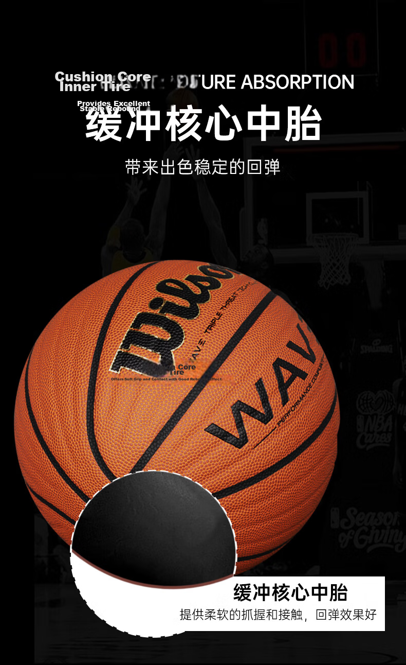 Wilson NCAA Competition Professional Basketball, Indoor And Outdoor Universal Standard Game Ball, WTB1233IB07CN 3