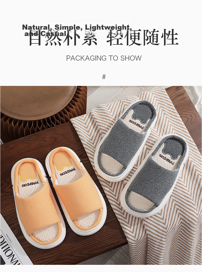 GUOLUOFEI Linen Slippers Unisex Four Seasons Couple Indoor Non-slip Cotton Linen Floor Sandals Dark Gray Size 36-37 10