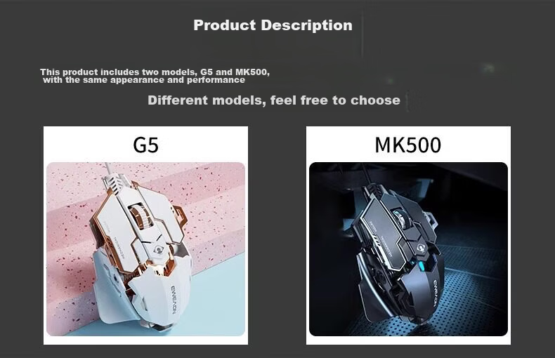 EWEADN G5 Gaming Mouse, Ergonomic Wired Computer Laptop Low-Profile Mechanical RGB Lighting Effects Peripheral with Macro Programming, 12800 DPI, Specially Designed for Medium And Large Hands, Black 1