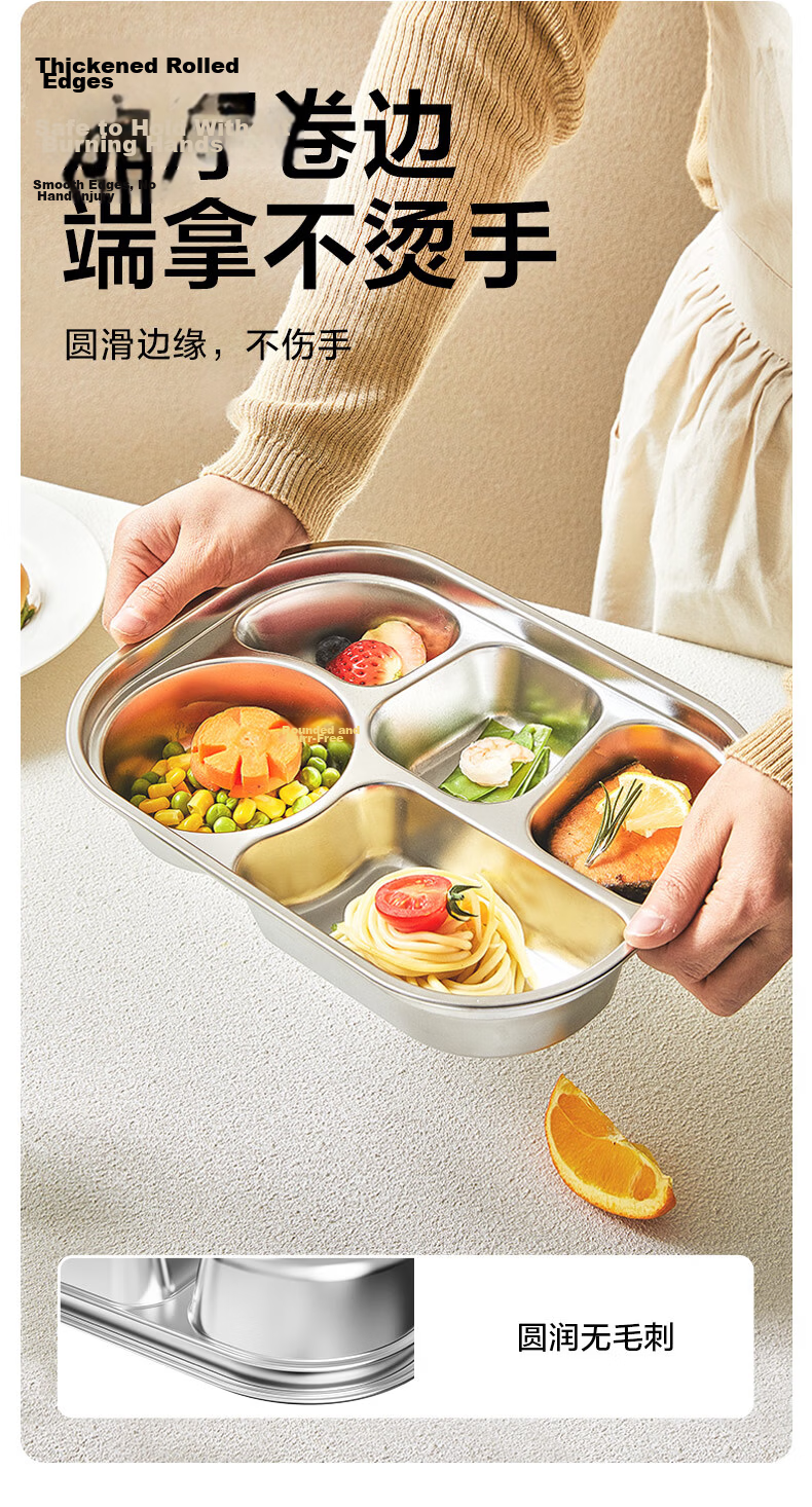Lock&Lock Kids 316L Stainless Steel Divided Plate Toddler Food Tray Lunch Box 6